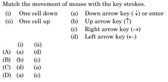 Match the movement of mouse with the key strokes. 